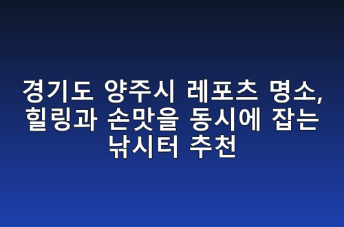 경기도 양주시 레포츠 명소, 힐링과 손맛을 동시에 잡는 낚시터 추천