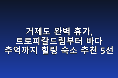 거제도 완벽 휴가, 트로피칼드림부터 바다 추억까지 힐링 숙소 추천 5선